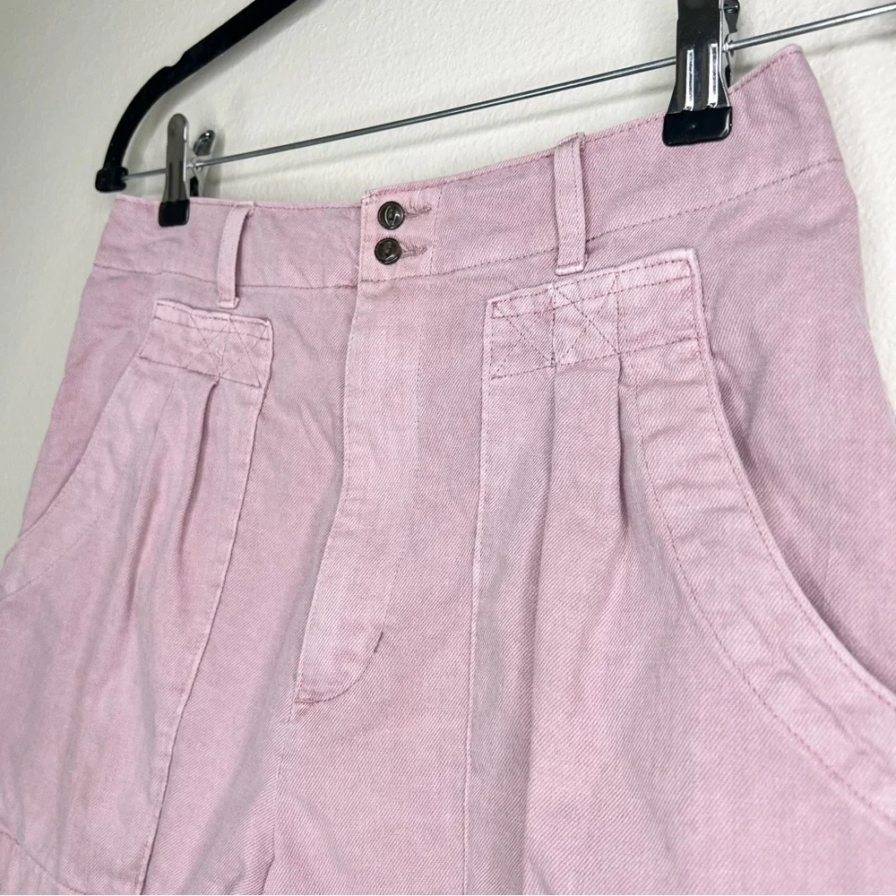 Universal Thread Orchid Lane Pink Pleated High Waisted Denim Jean Shorts Sz 4 - Picture 6 of 14